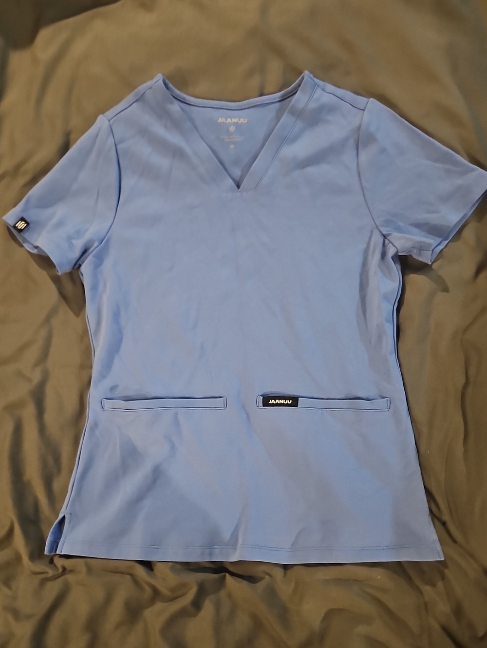 Jaanuu Women's V-Neck Scrub Top in Ceil Blue